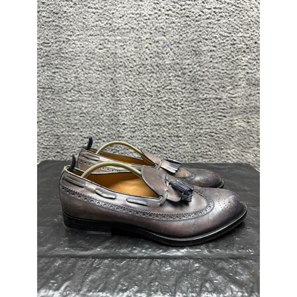 Vintage 80s Gucci Leather Wingtip Kiltie Slip On Loafers Brown Mens Size 8.5 US - Picture 4 of 13